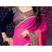 Incredible Magenta Colored Embroidered Faux Georgette Saree